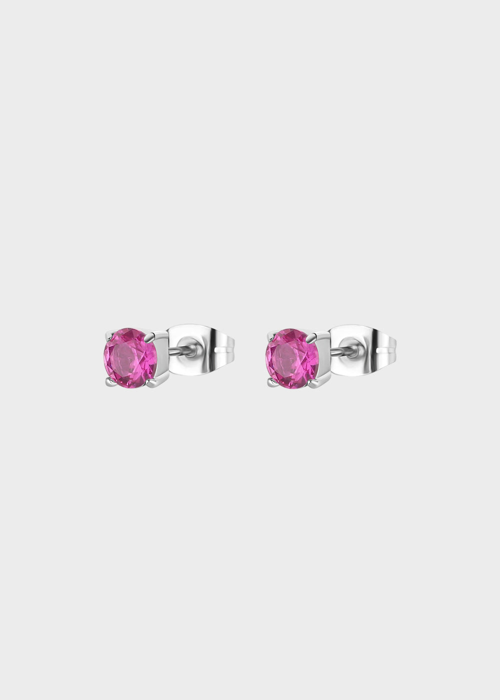 Orecchini punto luce magenta Dazzly in acciaio