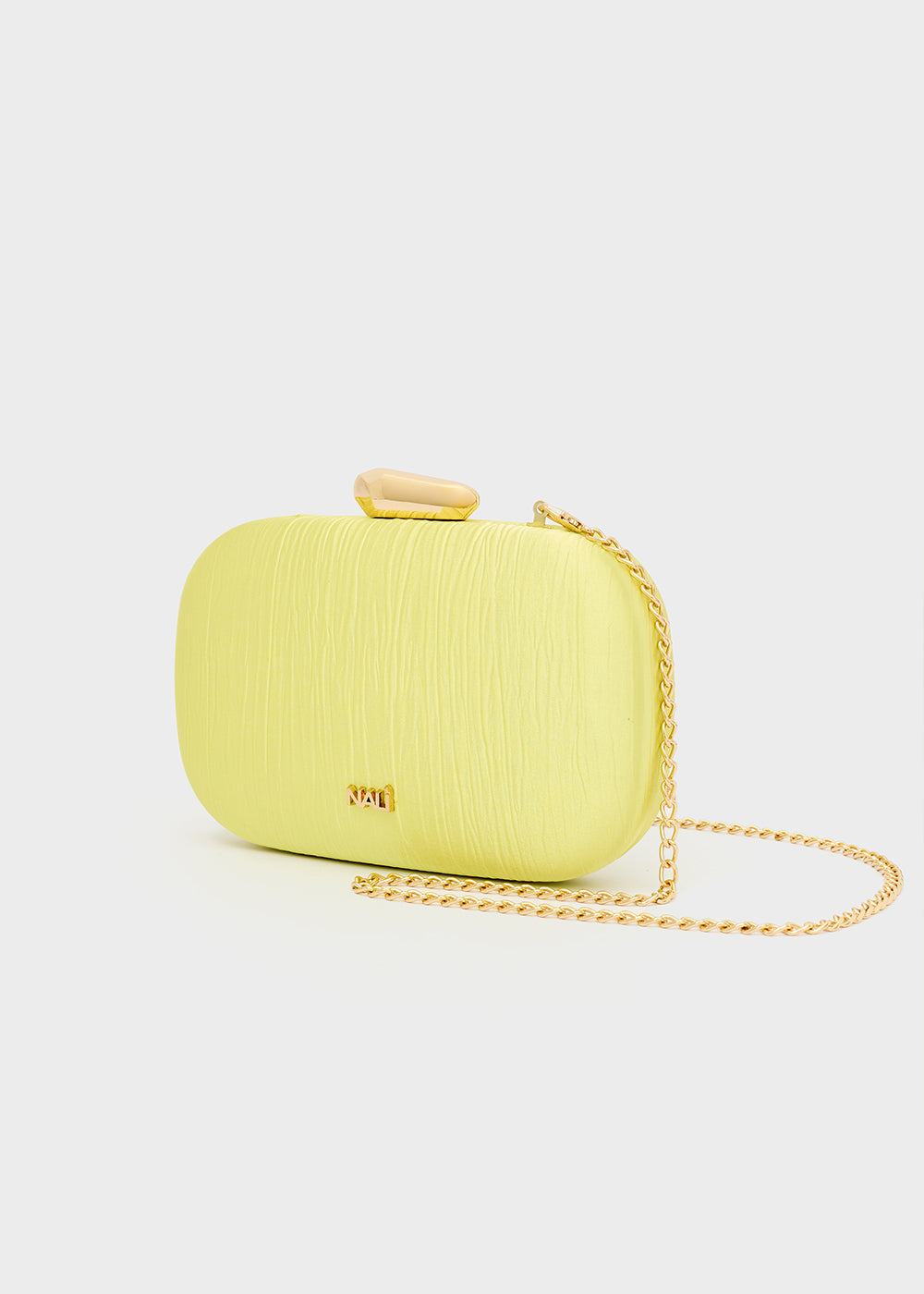 Clutch Nadine Plissé laminato con tracolla a catena