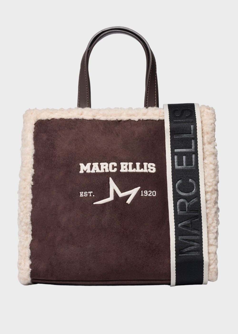 Borsa a mano Buby Buckskin M con dettagli effetto lana e tracolla