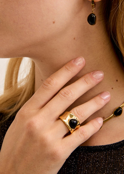 Thick ring with resin stone