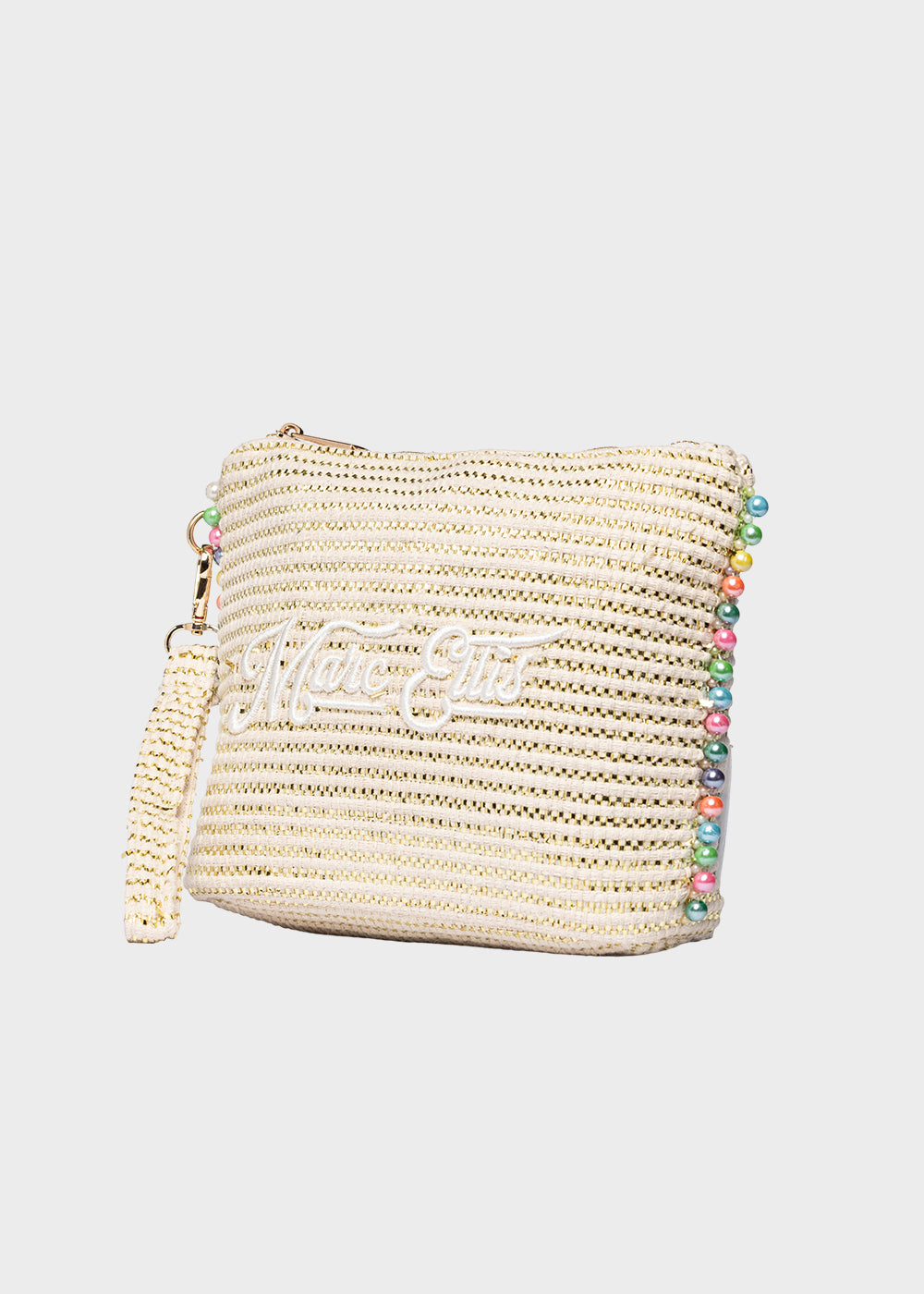 Pochette da Mare in tessuto Cassy Indy con perline laterali e manico rimovibile