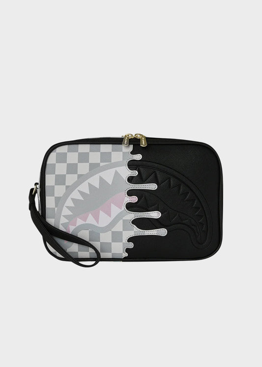 Pochette grande Cream Check Unfinished Shark con manico da polso