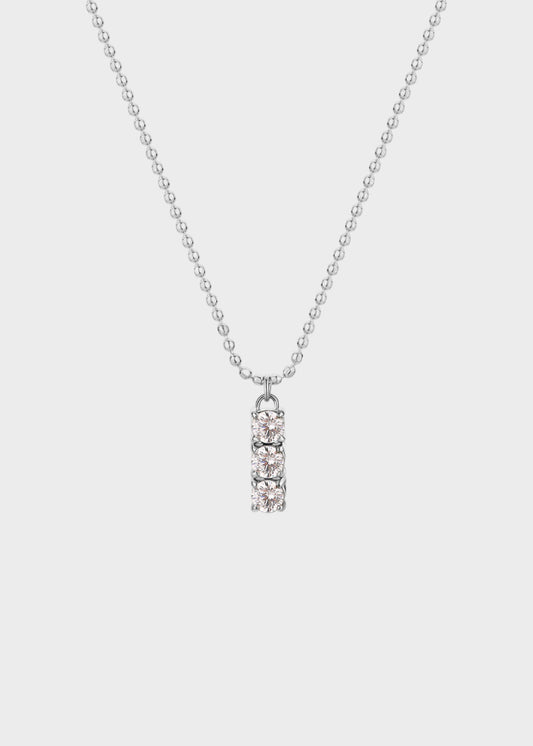 Collana Dazzly girocollo in acciaio a sfere piccole e pendente centrale con pietre