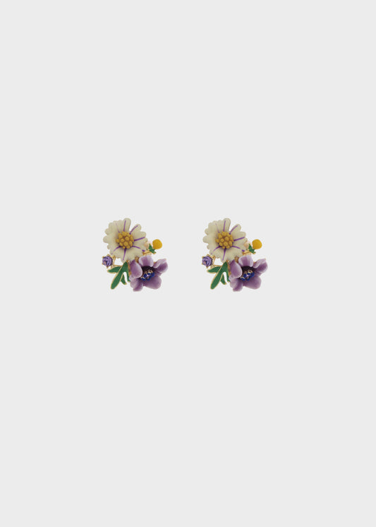 Orecchini in Metallo color oro con fiori colorati
