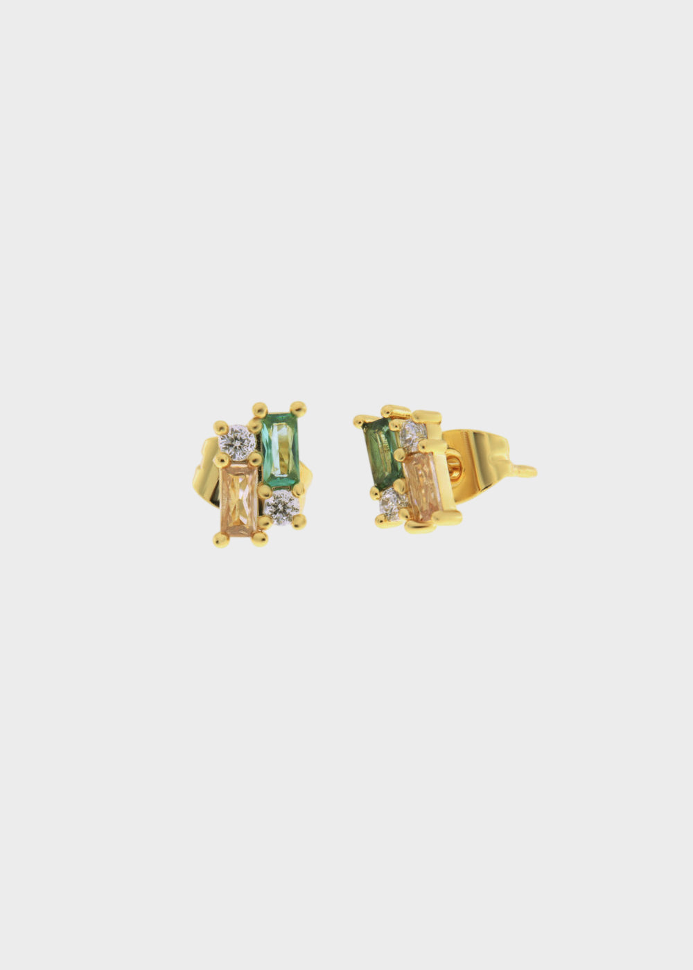 Orecchini in Metallo color oro lobo con zirconi colorati