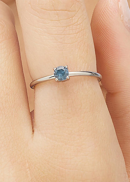 Anello regolabile Dazzly in acciaio con pietra azzurro