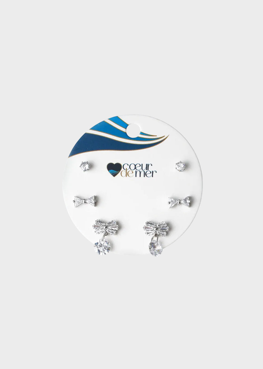 Orecchini in Metallo set da sei color argento con fiocchi e cristalli