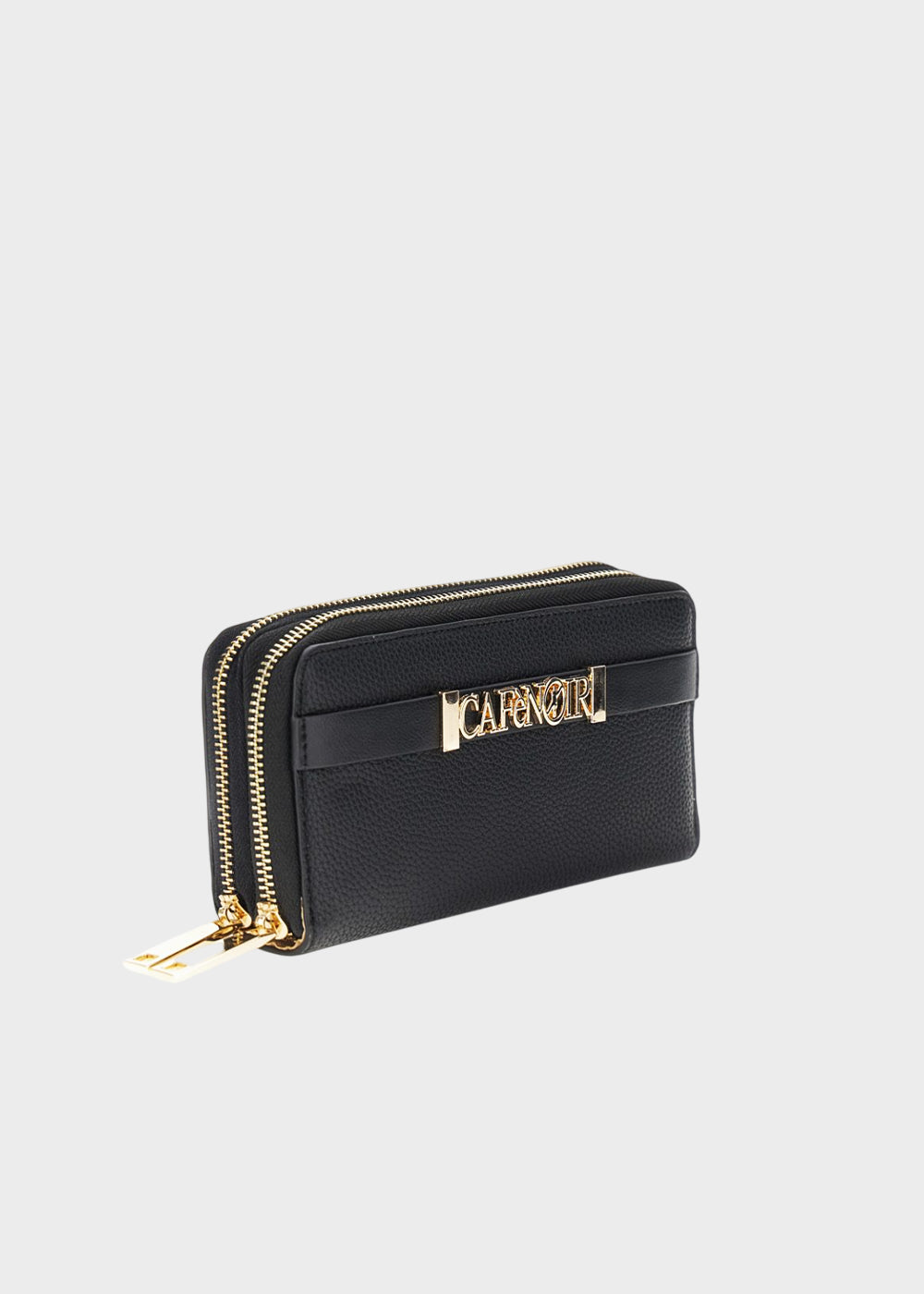 Portafogli con doppia zip e logo metallico