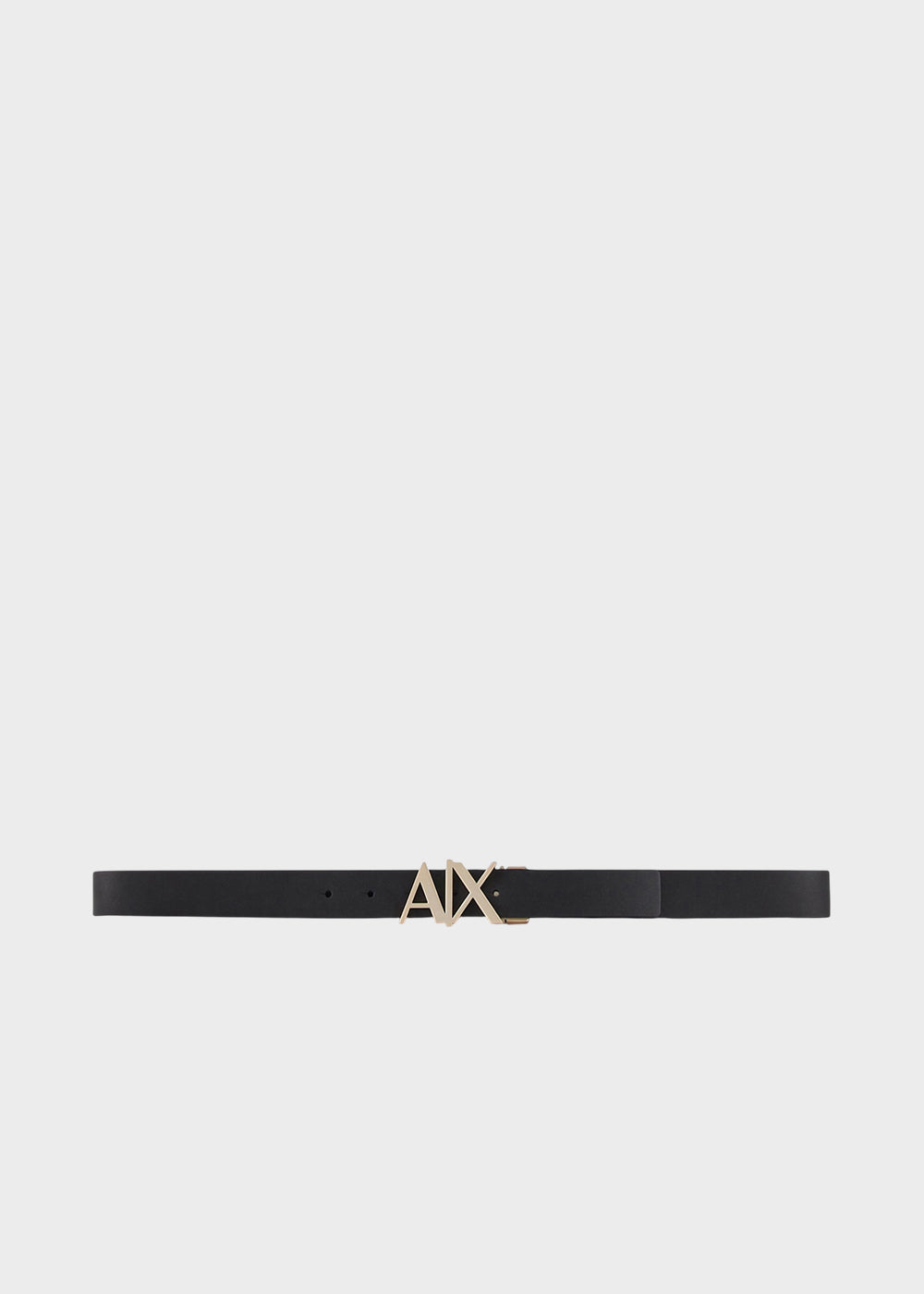Cintura in pelle con placca AX reversibile nera e blu (3 cm)-3