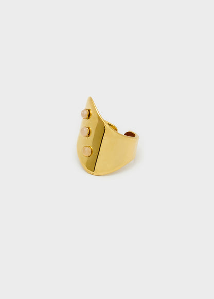 Anello Zury a fascia con pietre bianche in acciaio