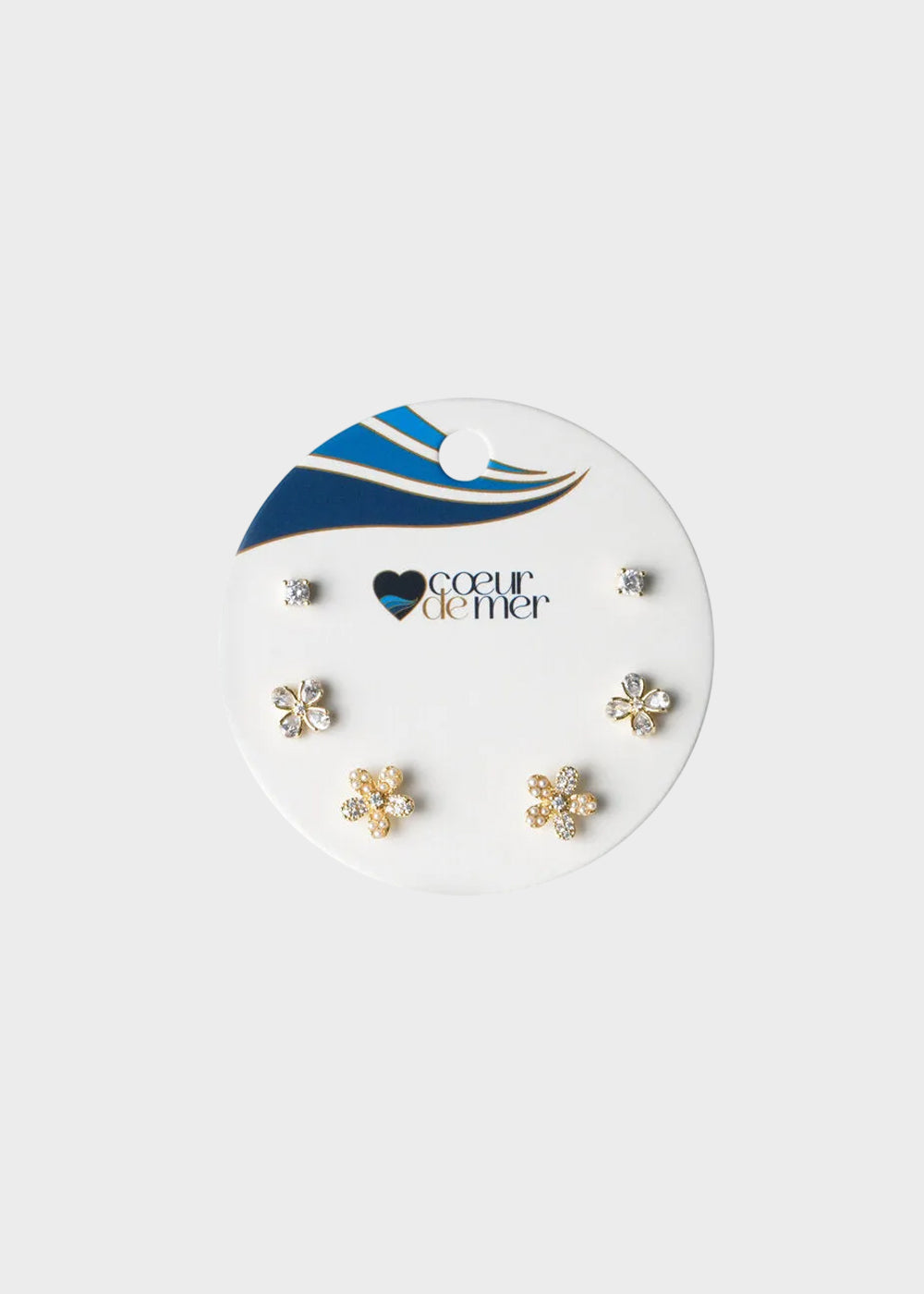 Orecchini in Metallo set da sei color oro con fiori di cristalli