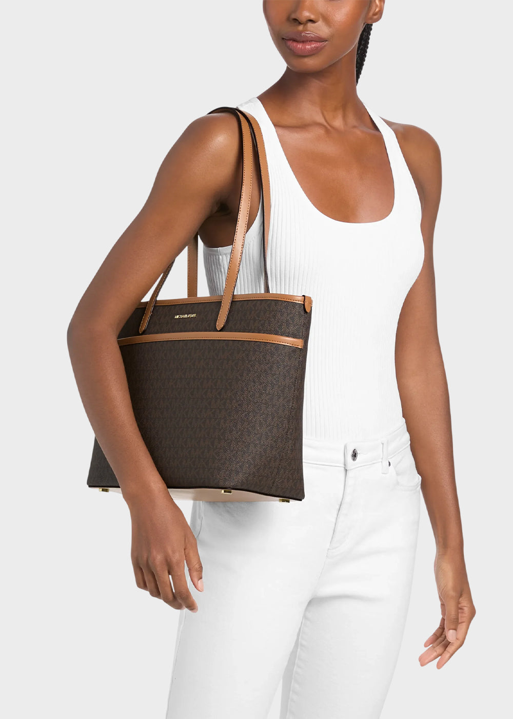 Borsa da spalla Marlowe con logo all over