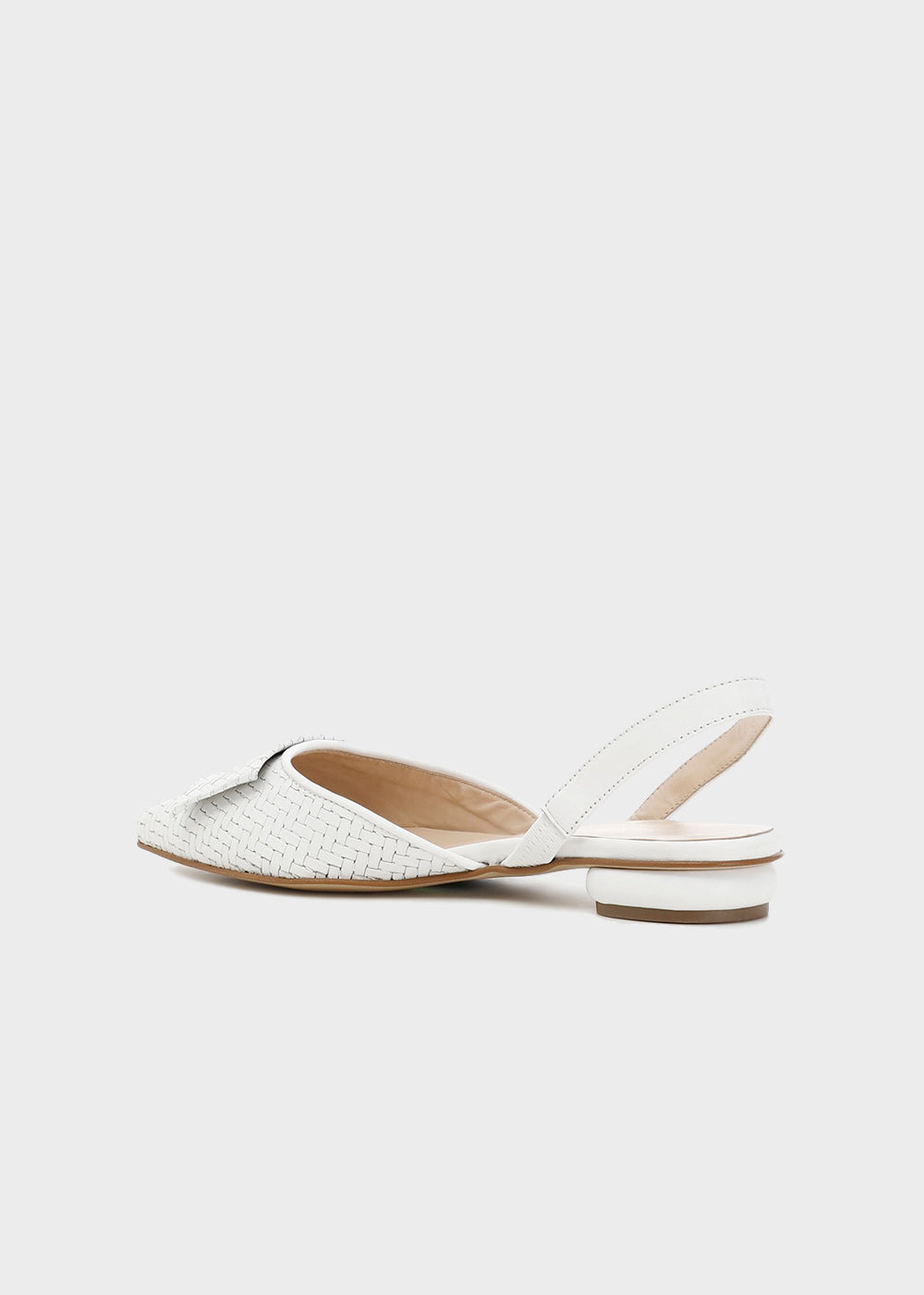 Ballerine aperte in pelle stampa intreccio