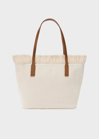 Borsa shopper City media in tessuto con frange