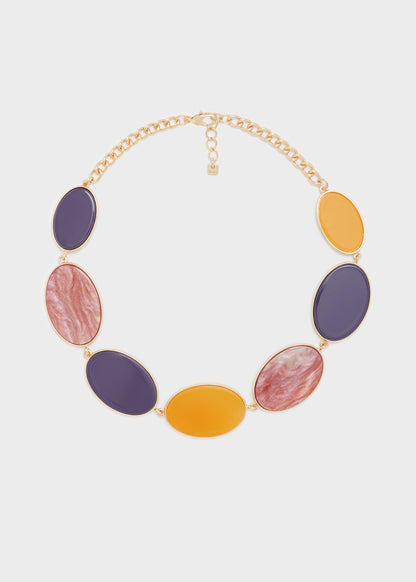 COLLANA DOTTY GIROCOLLO RESINA GIALLO E VIOLA