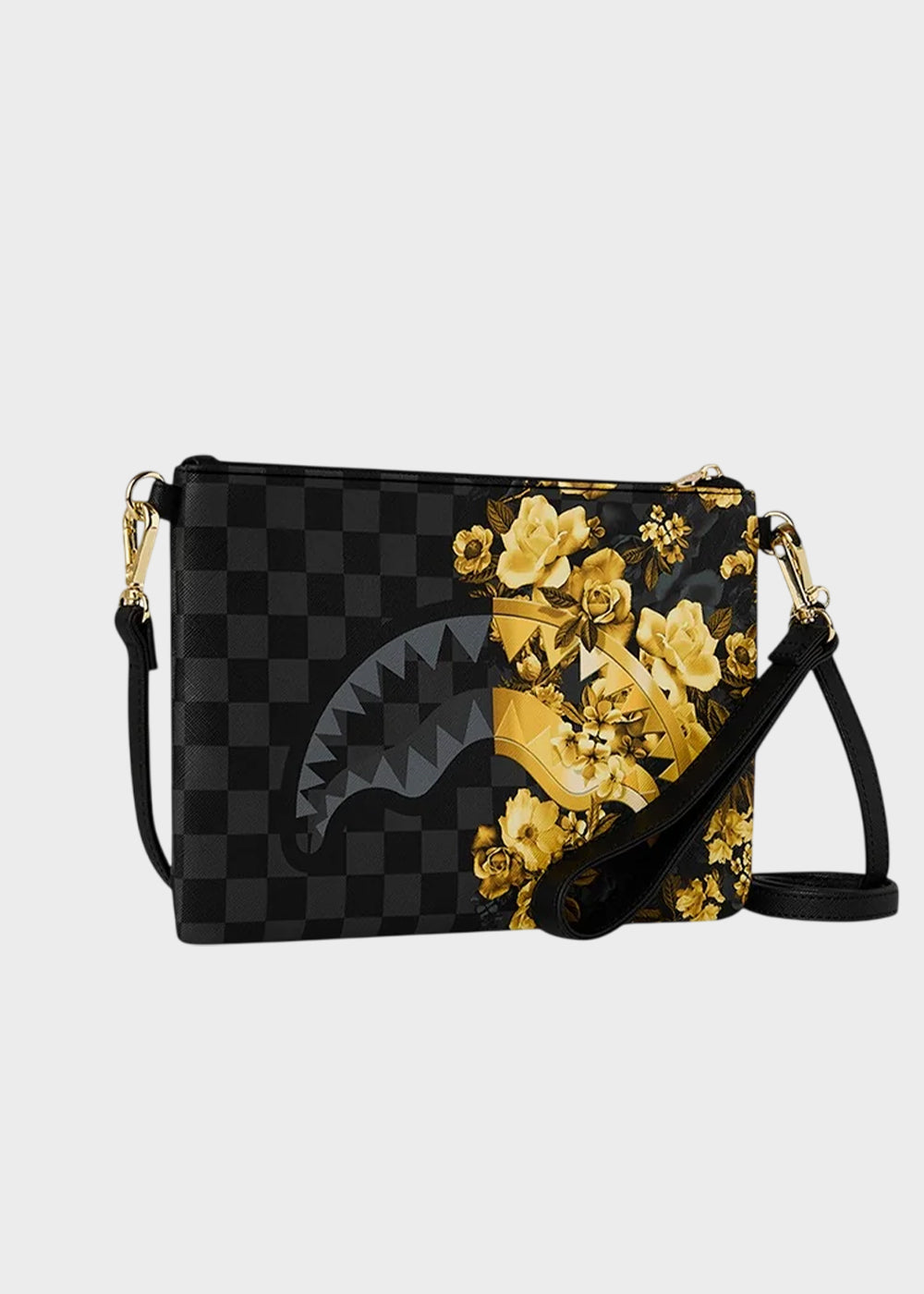 Pochette Gold Floral Remix con tracolla e manico da polso
