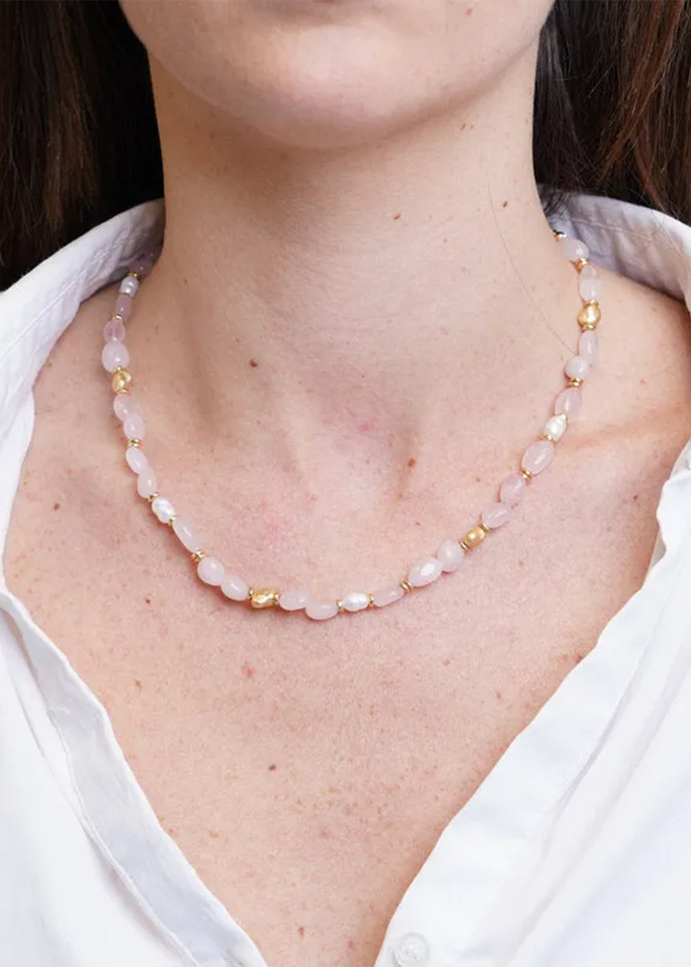 Collana in Metallo con cristalli rosa ispirati al vetro di Murano