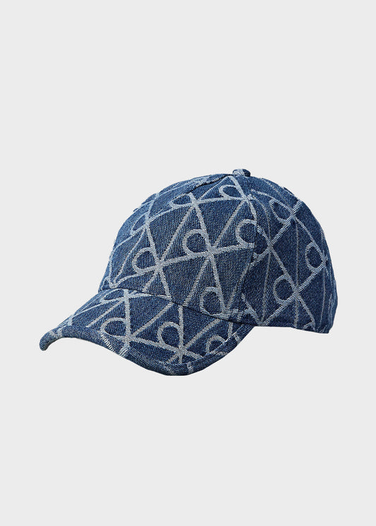 Berretto in jacquard con logo in denim