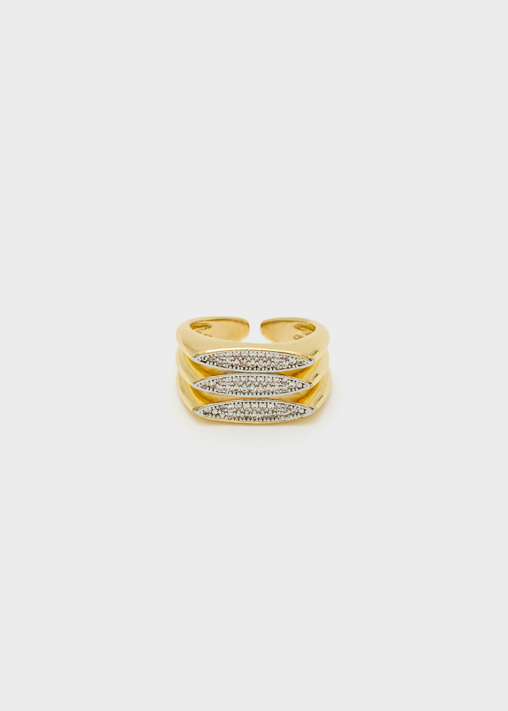 Anello tre elementi color oro e argento
