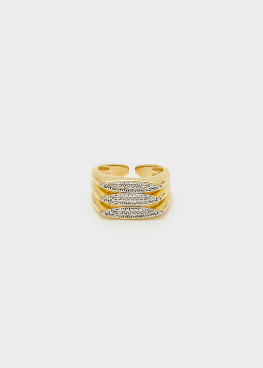 Anello tre elementi color oro e argento