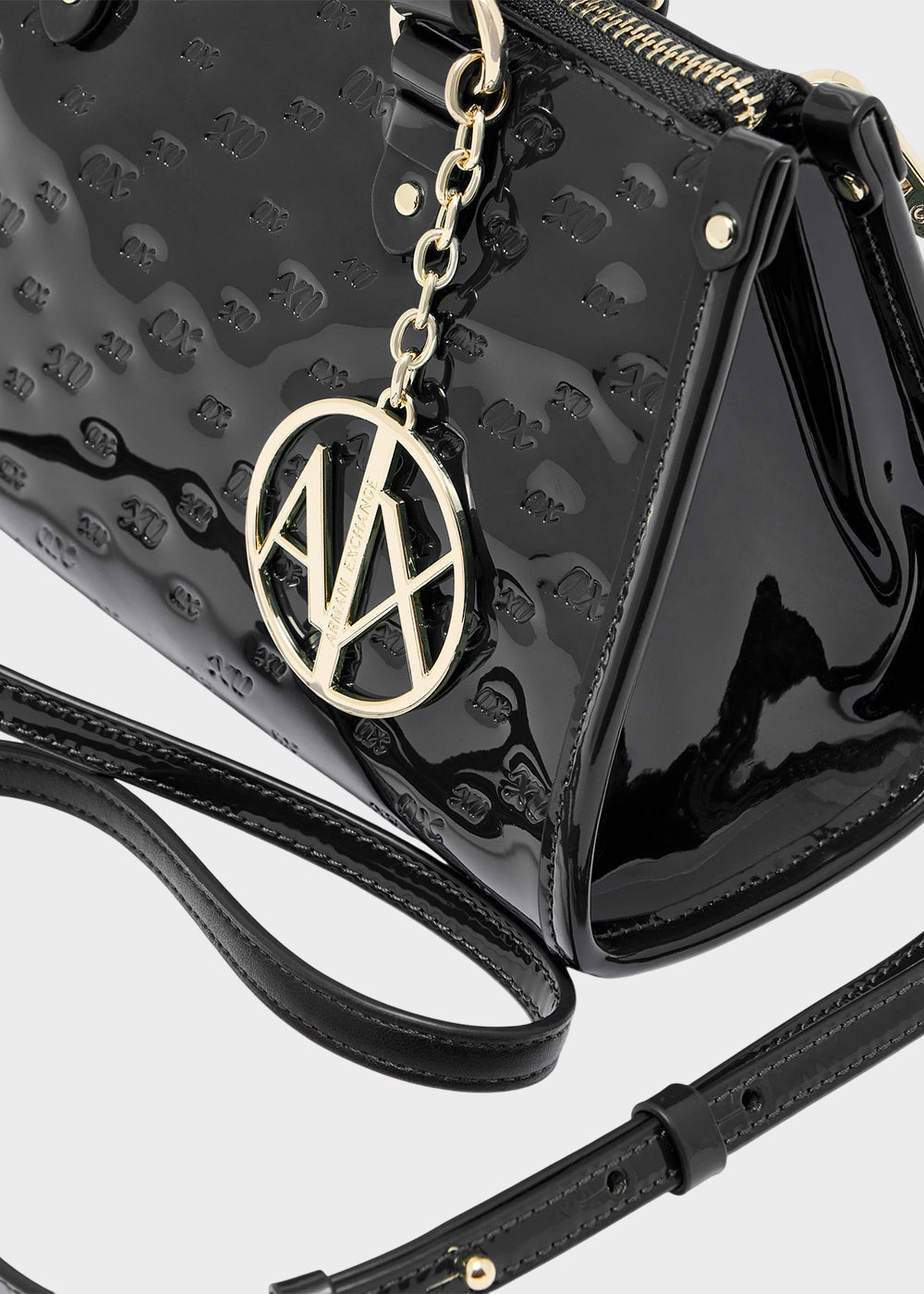Borsa a mano Gynger Patent Bauletto S con tracolla, logo all over lucida-6