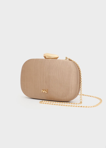 Clutch Nadine Plissé laminato con tracolla a catena