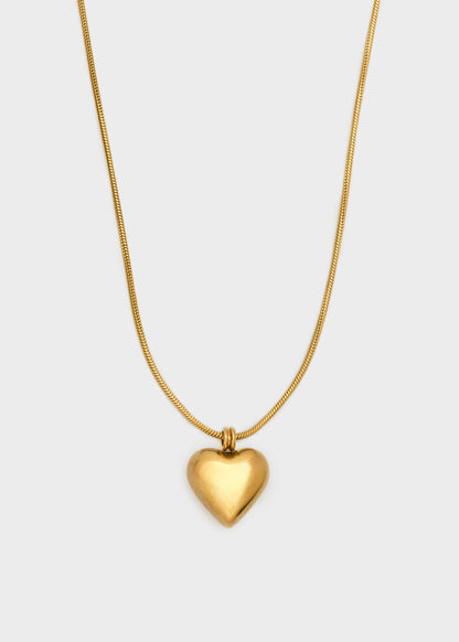 Collana elemento cuore bombato in acciaio inossidabile