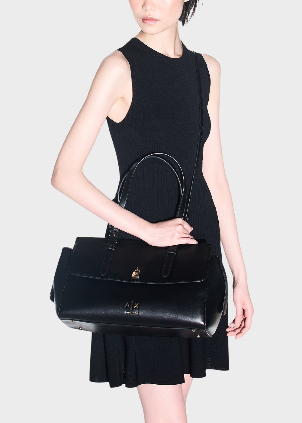 Borsa shopping Taylor Tote L con lucchetto decorativo e tracolla-3