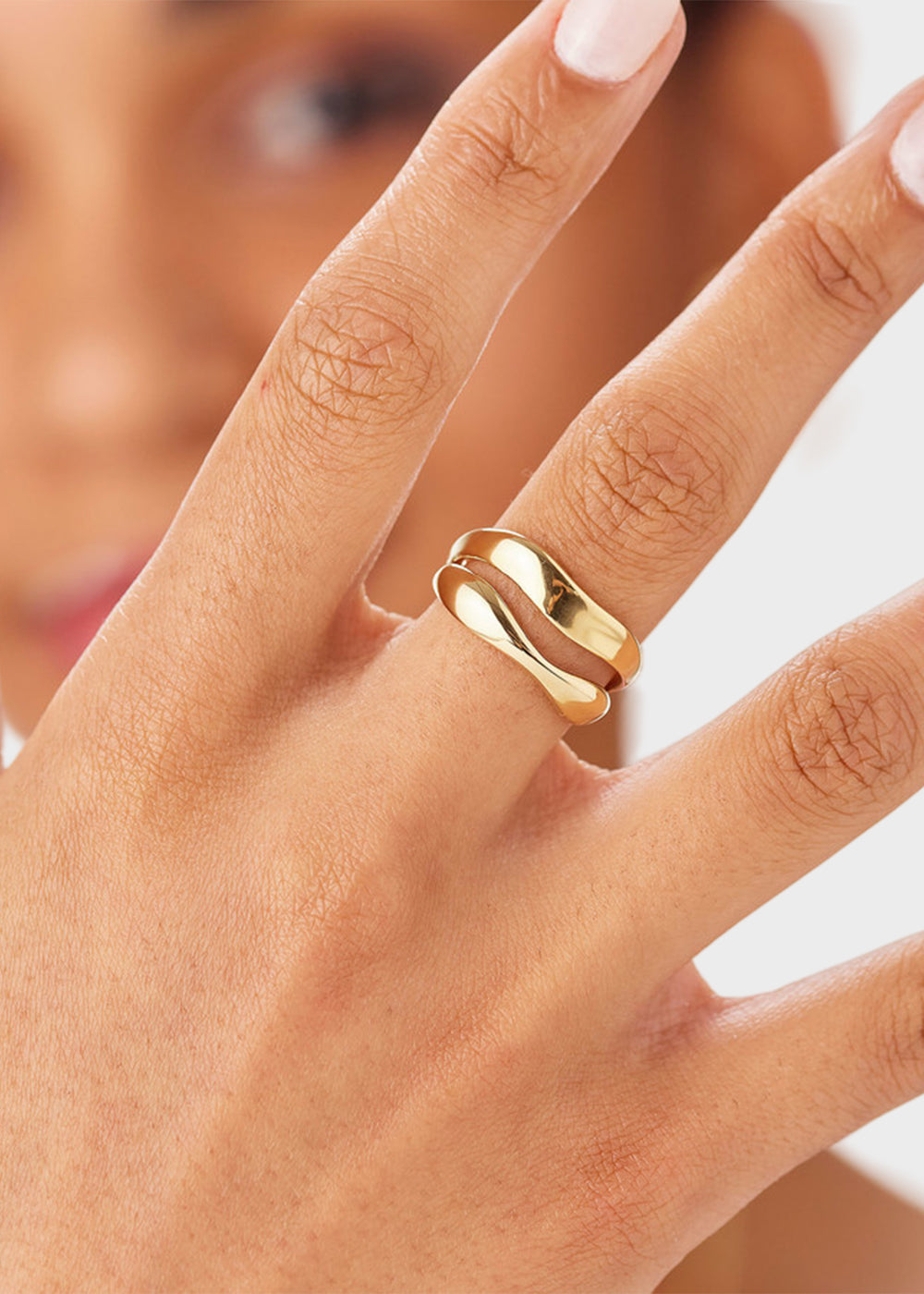 Anello Emotion in acciaio con finitura pvd oro 14k, taglia 18