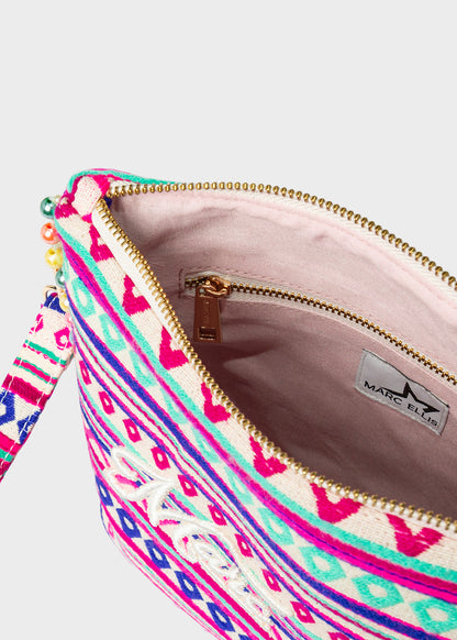 Pochette da Mare in tessuto Cassy Indy con perline laterali e manico rimovibile
