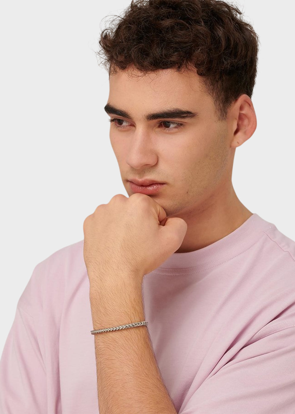 Bracciale catena Ripple a spiga quadrata in acciaio