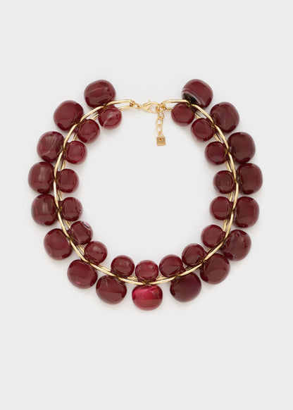 Collana a grappolo in resina bordeaux