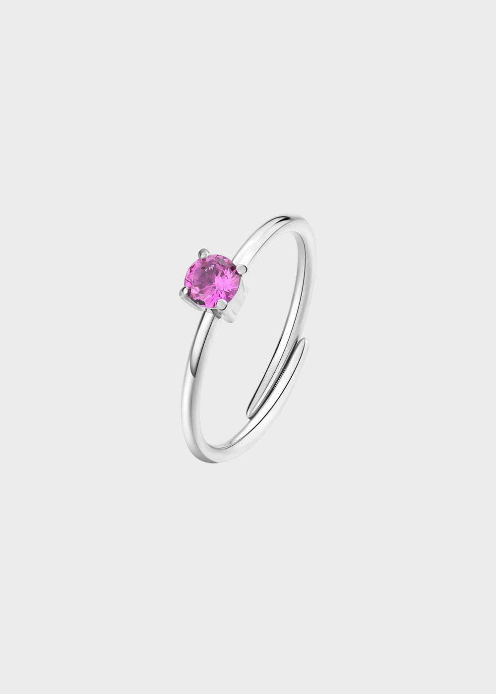 Anello regolabile Dazzly in acciaio con pietra rosa