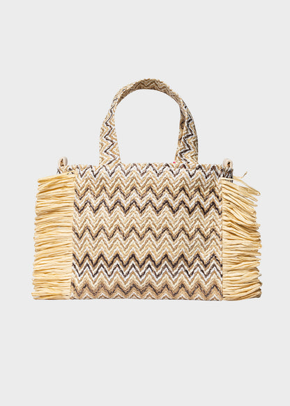 Borsa da Mare piccola Buby S.Claire S in effetto rafia, con tracolla