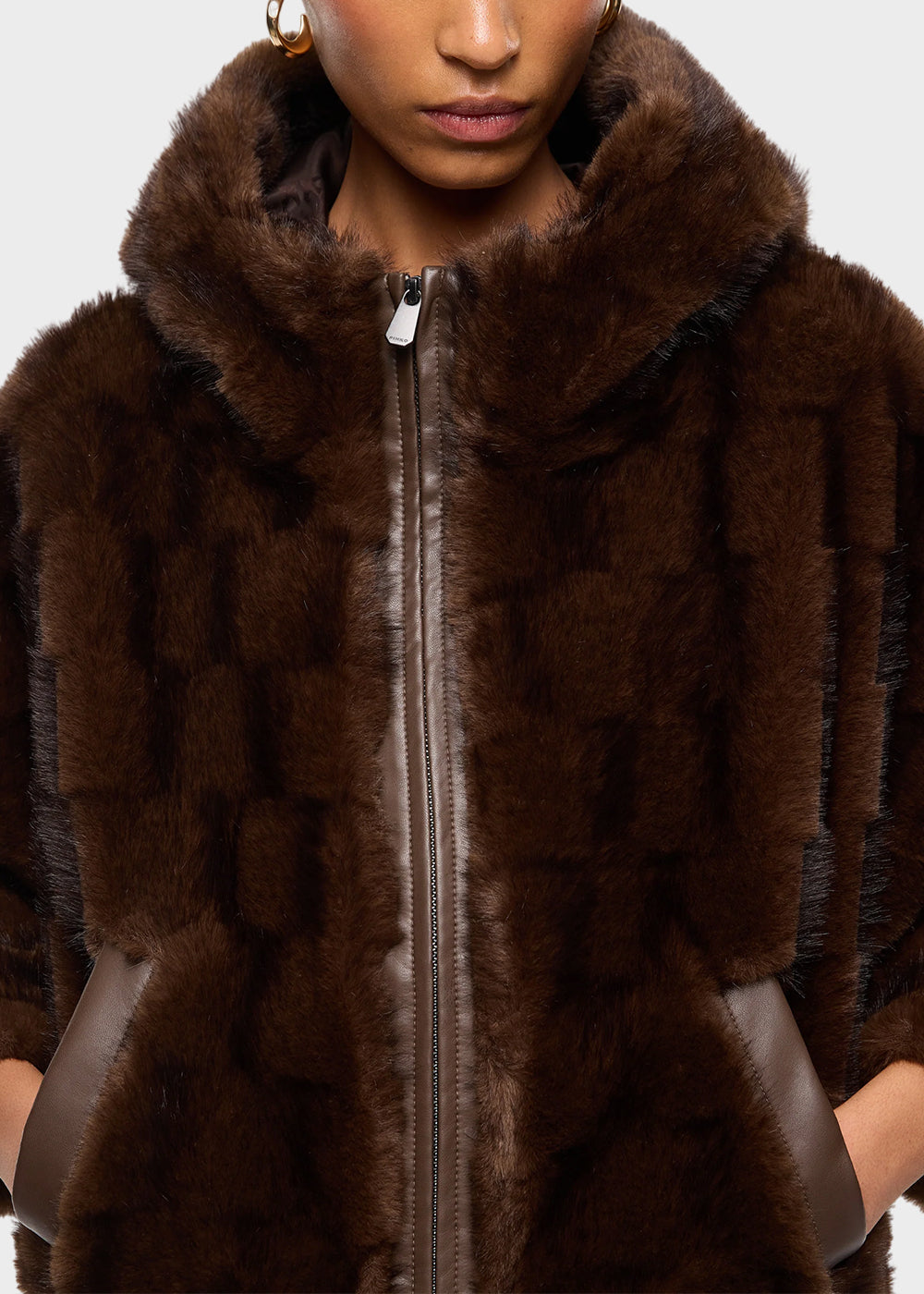 Giacca blouson effetto pelliccia con cappuccio-4