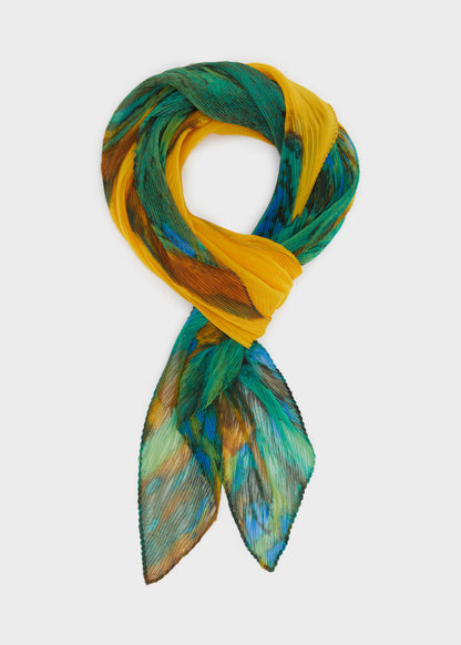 FOULARD AMPIO PLISSE GIALLO E VERDE