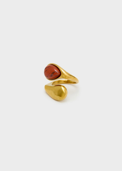 Anello Ory con pietra rosso oro in acciaio