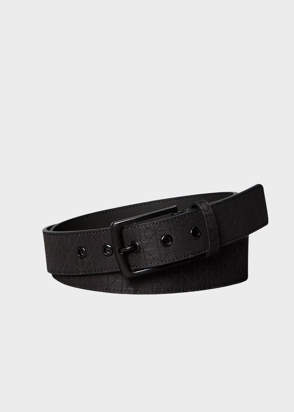 Cintura Casual Sport con logo all over in pelle sintetica e nylon (3,5 cm)