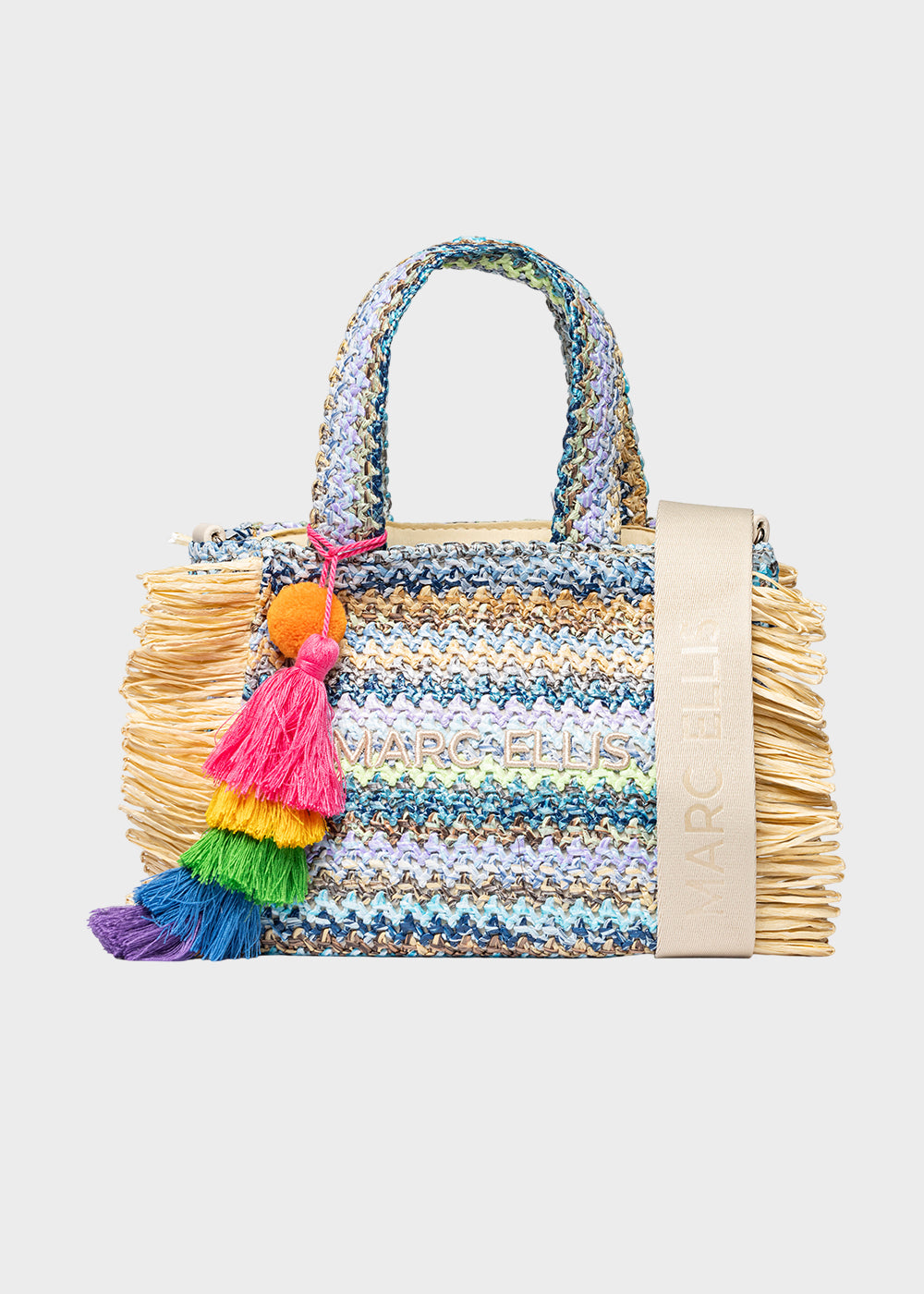 Borsa da Mare piccola Buby S.Claire S in effetto rafia, con tracolla