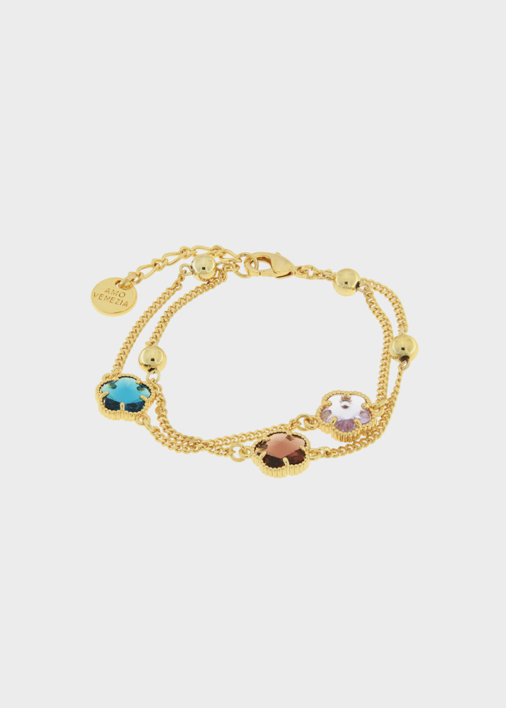 Bracciale in Metallo color oro con fiori colorati