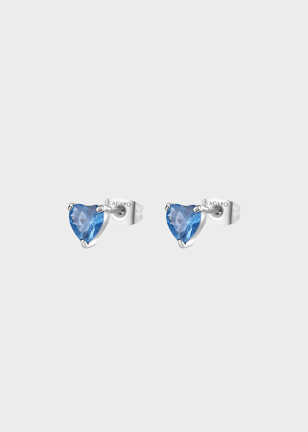 Orecchini a lobo Dazzly in acciaio con cubic zirconia a forma di cuore blu