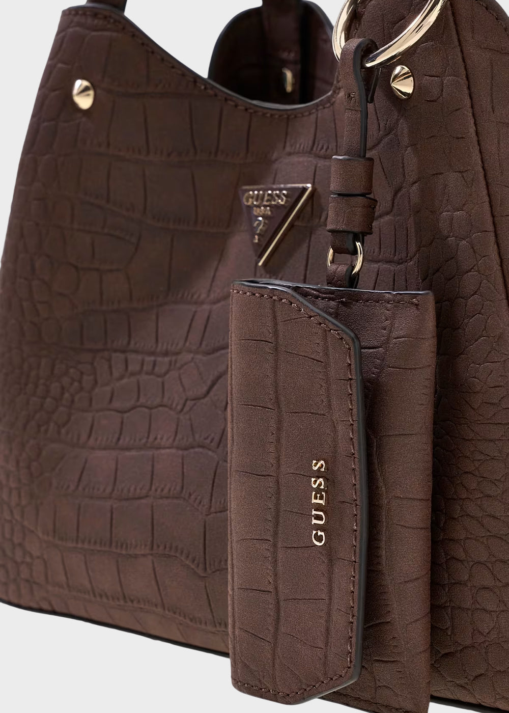 Borsa a mano Lorella Logo con tracolla e charm in pelle sintetica scamosciata-5