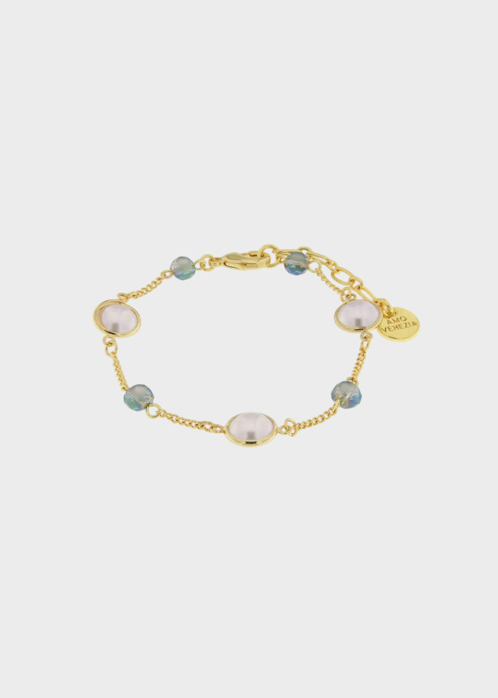 Bracciale in Metallo color oro con perline blu