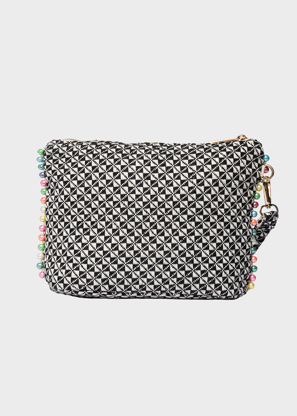 Pochette da Mare in tessuto Cassy Indy con perline laterali e manico rimovibile