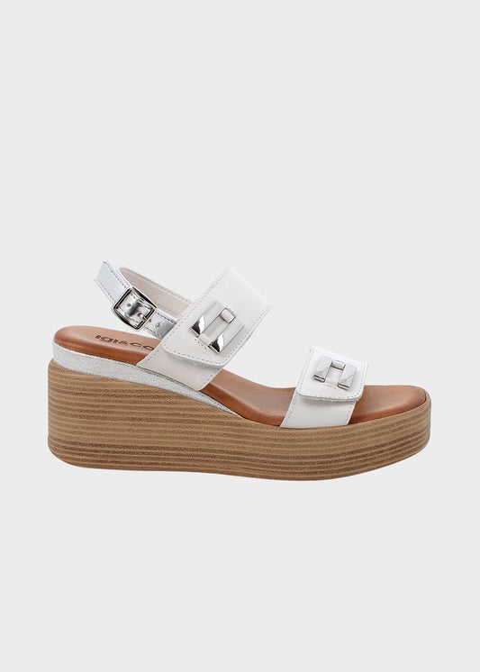 Sandalo con apertura a strappo cinturino regolabile posteriore e zeppa (5,5 cm)