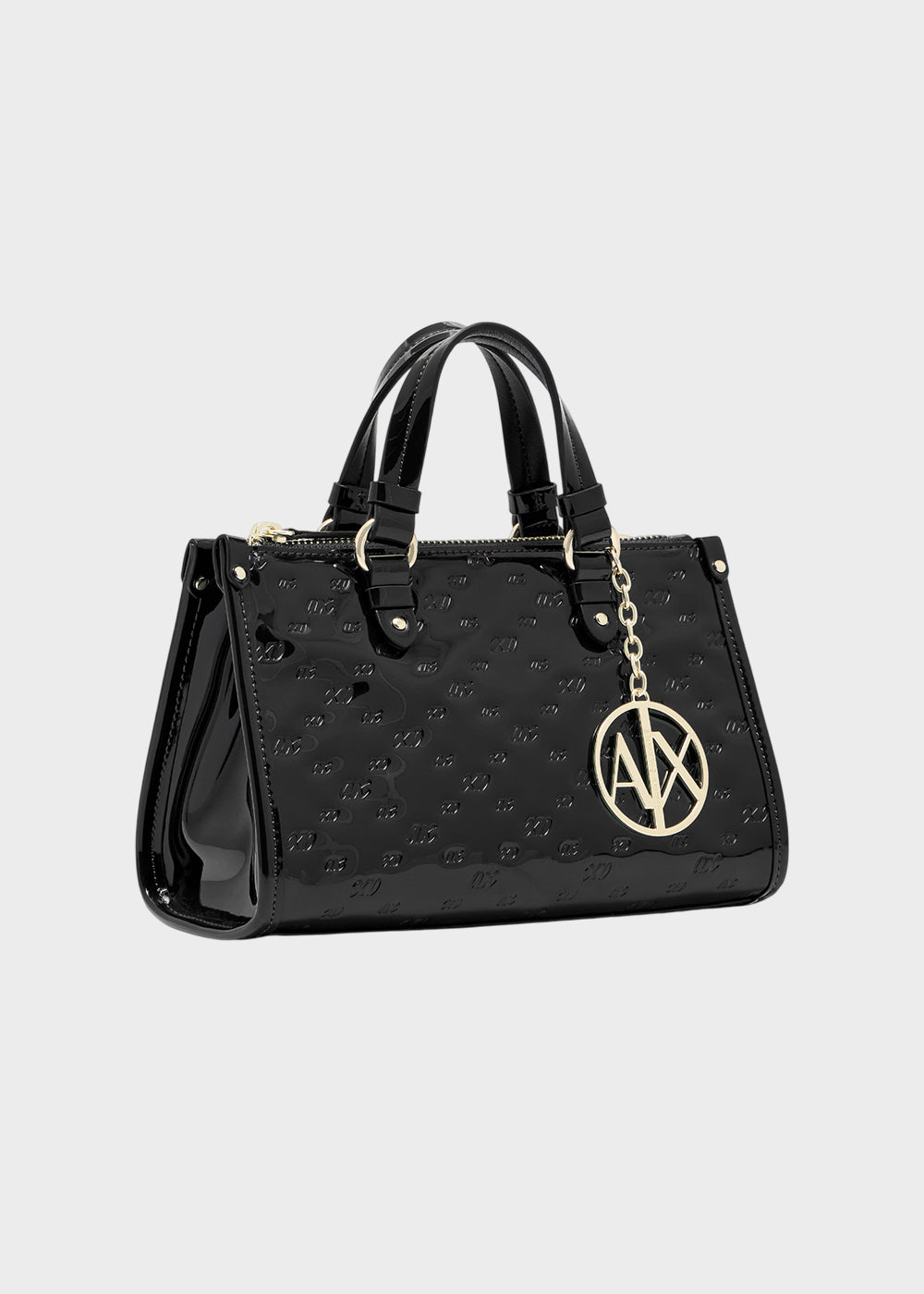 Borsa a mano Gynger Patent Bauletto S con tracolla, logo all over lucida-4