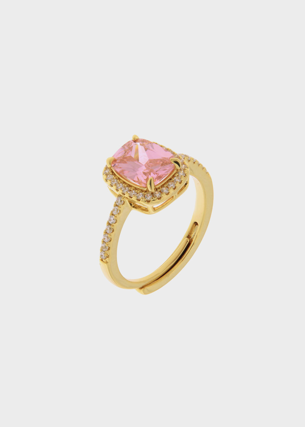 Anello in Metallo color oro con pietra rosa