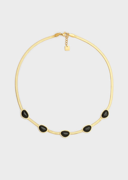 Collana girocollo con pietre in acciaio inossidabile