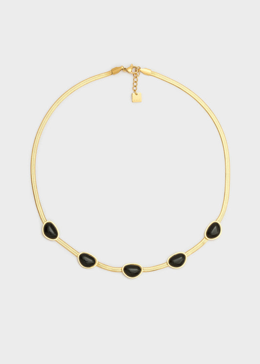 Stainless steel choker necklace with stones