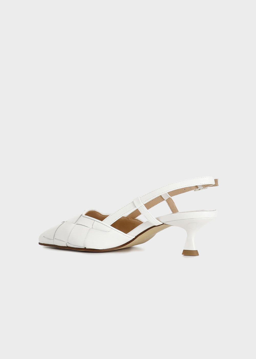 Décolleté con tomaia in pelle intrecciata